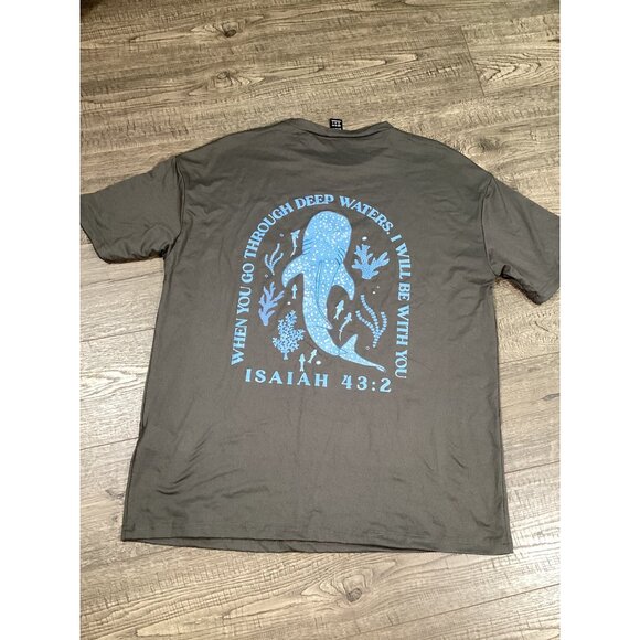 Shein Inspirational Text Logo XS Grey T-Shirt With Whale & Verse Graphic NEW - Picture 3 of 8